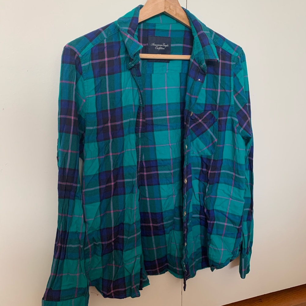 Teal american eagle flannel